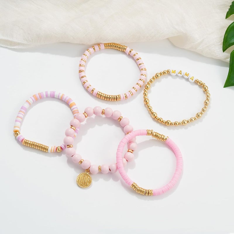 Aigrnc Boho Beaded Stretch Bracelets For Women Stackable Crystal Gold Plated Beaded Bracelets Set Trendy Handmade Friendship Braeclet Jewelry Gifts - Image 2